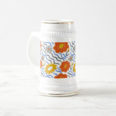 Modern Abstract Flowers Boho Wavy Bierpul (Voorkant links)