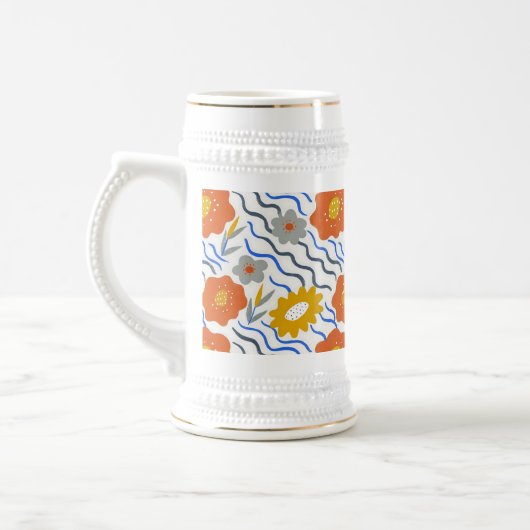 Modern Abstract Flowers Boho Wavy Bierpul (Links)