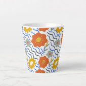 Modern Abstract Flowers Boho Wavy Latte Mok (Voorkant)