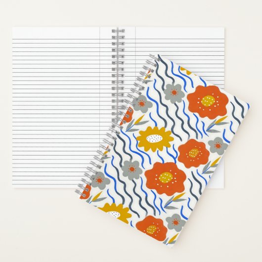 Modern Abstract Flowers Boho Wavy Notitieboek (Binnen)