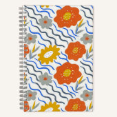 Modern Abstract Flowers Boho Wavy Notitieboek (Voorkant)
