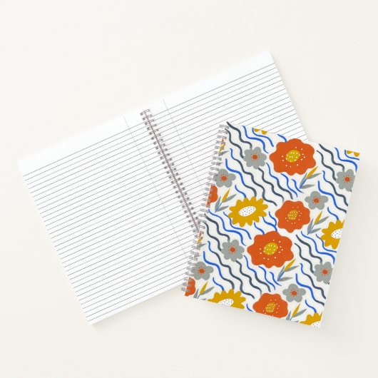 Modern Abstract Flowers Boho Wavy Notitieboek (Binnen)