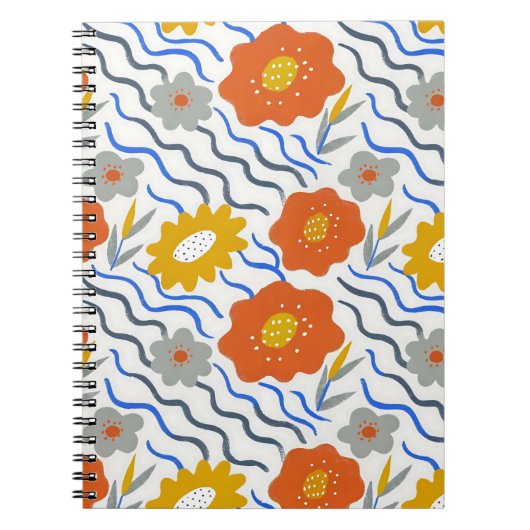 Modern Abstract Flowers Boho Wavy Notitieboek (Voorkant)