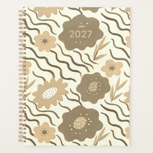 Modern Abstract Flowers Boho Wavy Planner (Voorkant)