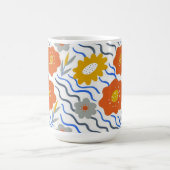 Modern Abstract Flowers Vibrant Wavy Koffiemok (Center)
