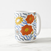 Modern Abstract Flowers Vibrant Wavy Koffiemok (Voorkant rechts)