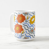 Modern Abstract Flowers Vibrant Wavy Koffiemok (Voorkant links)