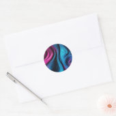 Modern Abstract Fluid Art-Blue en Pink- Ronde Sticker (Envelop)
