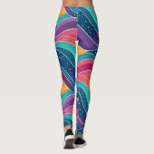 Modern Abstract Fluid Waves Seamless Pattern Leggings (Achterkant)