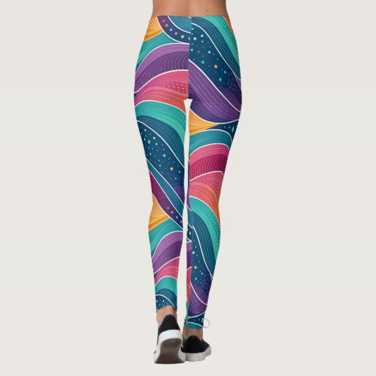 Modern Abstract Fluid Waves Seamless Pattern Leggings (Achterkant)