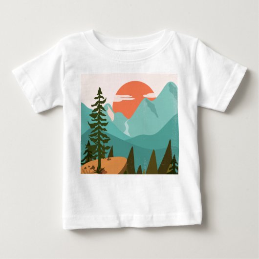 Modern Abstract Forest, Mountains, and Sunrise (Voorkant)