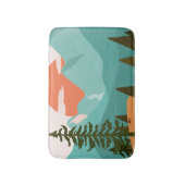 Modern Abstract Forest, Mountains, and Sunrise Badmat (Voorkant Verticaal)