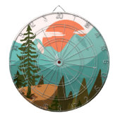Modern Abstract Forest, Mountains, and Sunrise Dartbord (Voorkant)