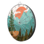 Modern Abstract Forest, Mountains, and Sunrise Dartbord (Voorkant Rechts)