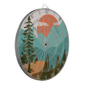 Modern Abstract Forest, Mountains, and Sunrise Dartbord (Voorkant Links)