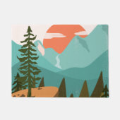 Modern Abstract Forest, Mountains, and Sunrise Deurmat (Voorkant)