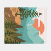 Modern Abstract Forest, Mountains, and Sunrise Fleece Deken (Voorkant (Horizontaal))