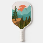 Modern Abstract Forest, Mountains, and Sunrise Pickleball Paddle (Voorkant)