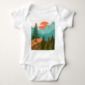 Modern Abstract Forest, Mountains, and Sunrise Romper (Voorkant)