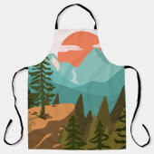 Modern Abstract Forest, Mountains, and Sunrise Schort (Voorkant)