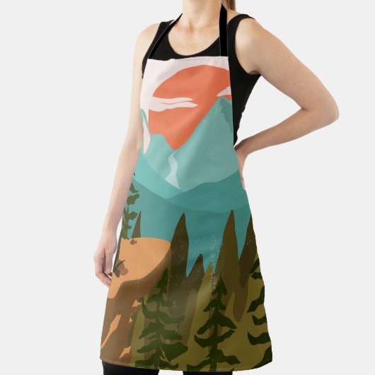 Modern Abstract Forest, Mountains, and Sunrise Schort (Insitu)