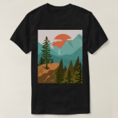 Modern Abstract Forest, Mountains, and Sunrise T-shirt (Design voorkant)