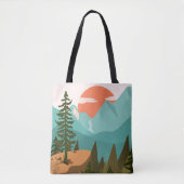 Modern Abstract Forest, Mountains, and Sunrise Tote Bag (Voorkant)