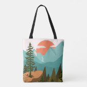 Modern Abstract Forest, Mountains, and Sunrise Tote Bag (Achterkant)