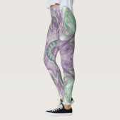 Modern Abstract fractaal Paars en groen ontwerp Leggings (Links)