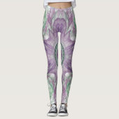 Modern Abstract fractaal Paars en groen ontwerp Leggings (Voorkant)