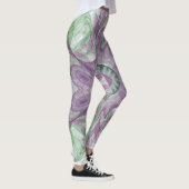 Modern Abstract fractaal Paars en groen ontwerp Leggings (Rechts)