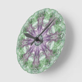 Modern Abstract fractaal Paars en groen ontwerp Ronde Klok (Hoek)