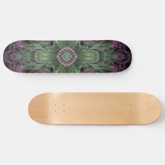 Modern Abstract fractaal Paars en groen ontwerp Skateboard (Horizontaal)