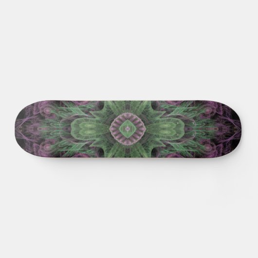 Modern Abstract fractaal Paars en groen ontwerp Skateboard (Horizontaal)