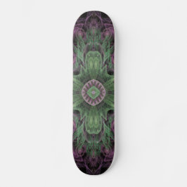Modern Abstract fractaal Paars en groen ontwerp Skateboard