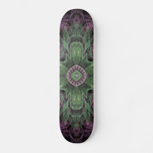 Modern Abstract fractaal Paars en groen ontwerp Skateboard (Voorkant)