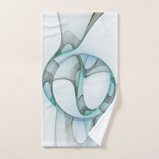 Modern Abstract Fractal Art Blue Turquoise Gray Bad Handdoek (Handdoek)