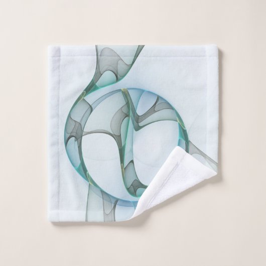 Modern Abstract Fractal Art Blue Turquoise Gray Bad Handdoek (Wasdoekje)