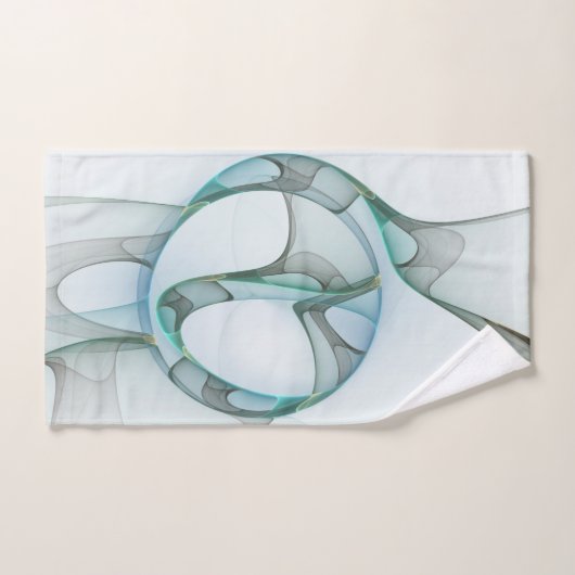 Modern Abstract Fractal Art Blue Turquoise Gray Bad Handdoek (Handdoek)