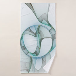 Modern Abstract Fractal Art Blue Turquoise Gray Badhanddoek
