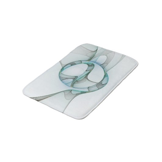 Modern Abstract Fractal Art Blue Turquoise Gray Badmat (Gekanteld)