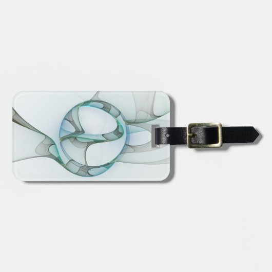 Modern Abstract Fractal Art Blue Turquoise Gray Bagagelabel (Voorkant horizontaal)