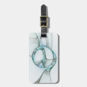 Modern Abstract Fractal Art Blue Turquoise Gray Bagagelabel (Voorkant verticaal)