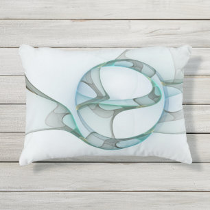 Modern Abstract Fractal Art Blue Turquoise Gray Buitenkussen