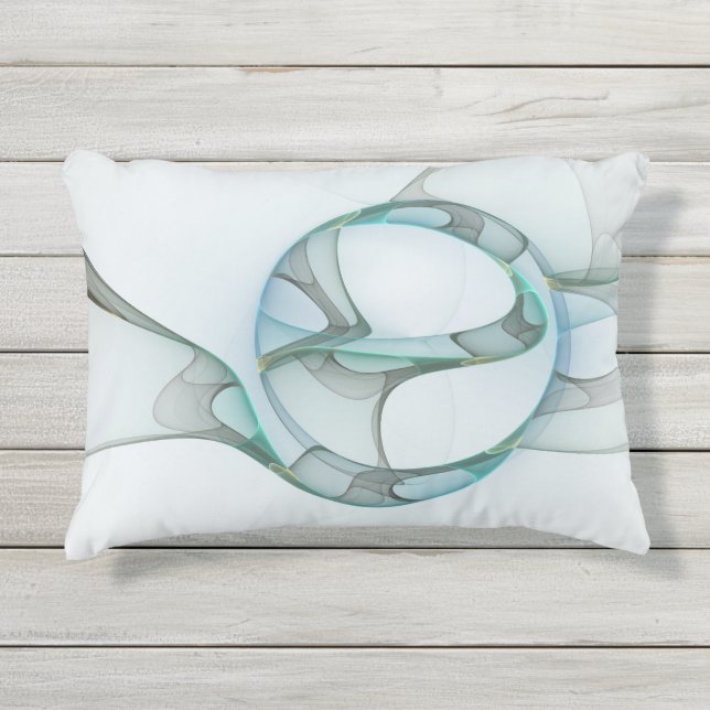 Modern Abstract Fractal Art Blue Turquoise Gray Buitenkussen (Voorkant)