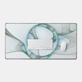 Modern Abstract Fractal Art Blue Turquoise Gray Bureaumat (Keyboard & Muis)