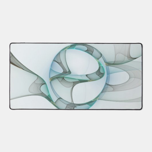Modern Abstract Fractal Art Blue Turquoise Gray Bureaumat (Voorkant)