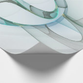 Modern Abstract Fractal Art Blue Turquoise Gray Cadeaupapier (Hoek)