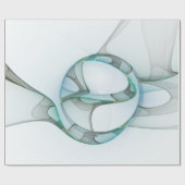 Modern Abstract Fractal Art Blue Turquoise Gray Cadeaupapier (Vlak)
