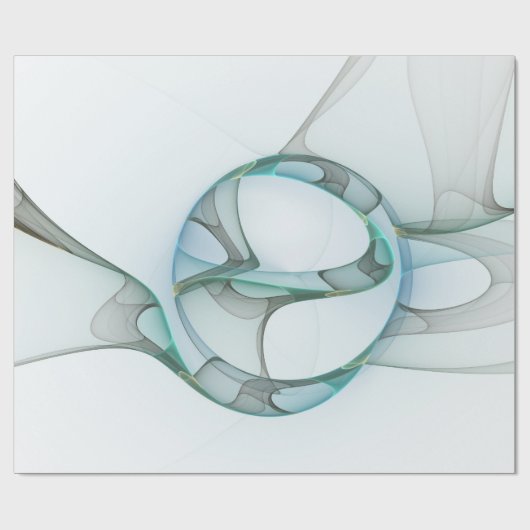Modern Abstract Fractal Art Blue Turquoise Gray Cadeaupapier (Vlak)